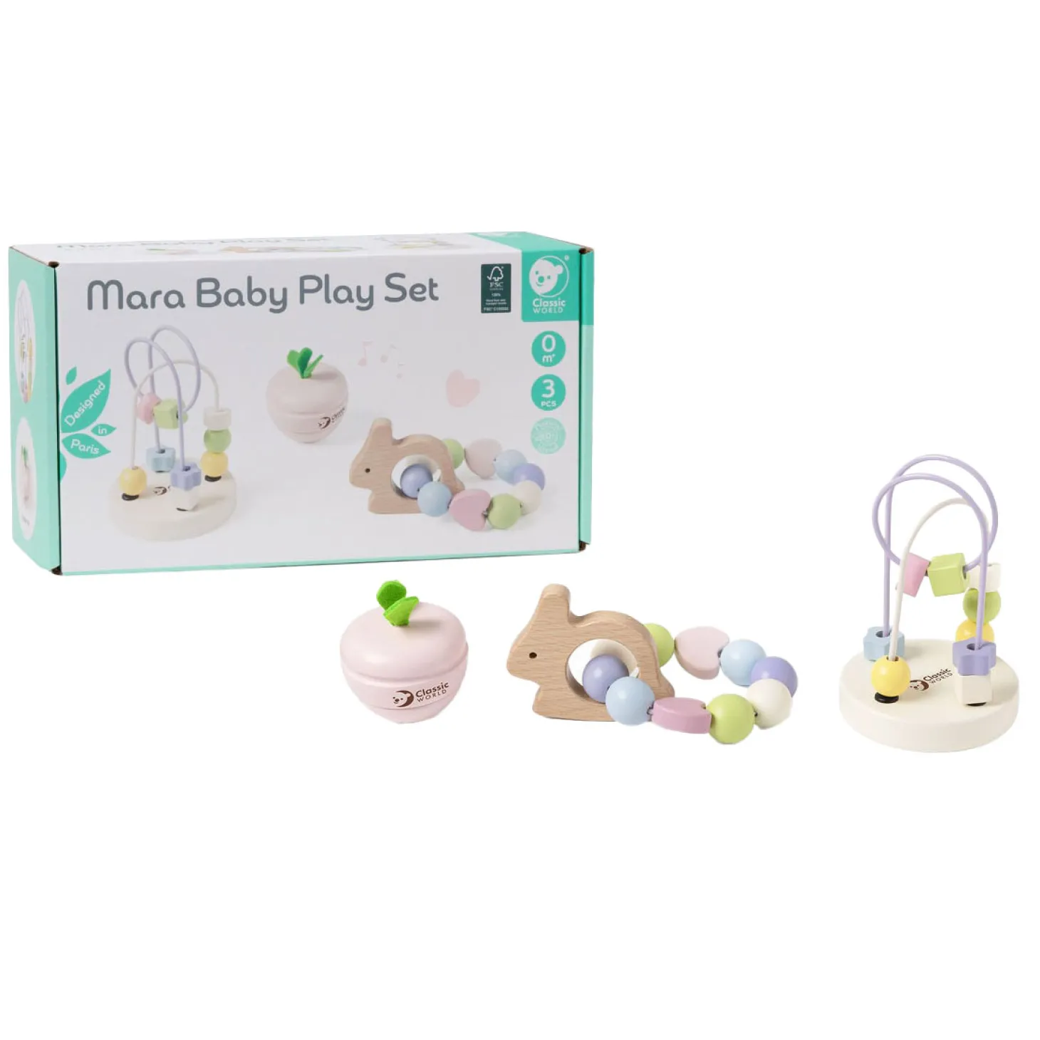 Classic World Houten Baby Speelset Mara, 3dlg.