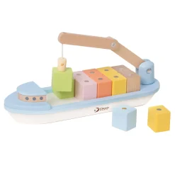 Classic World Houten Blokkenboot met Kraan, 13dlg.