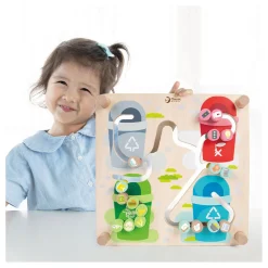 Classic World Houten Bord Sorteerspel 2in1 Stad en Afval Scheiden