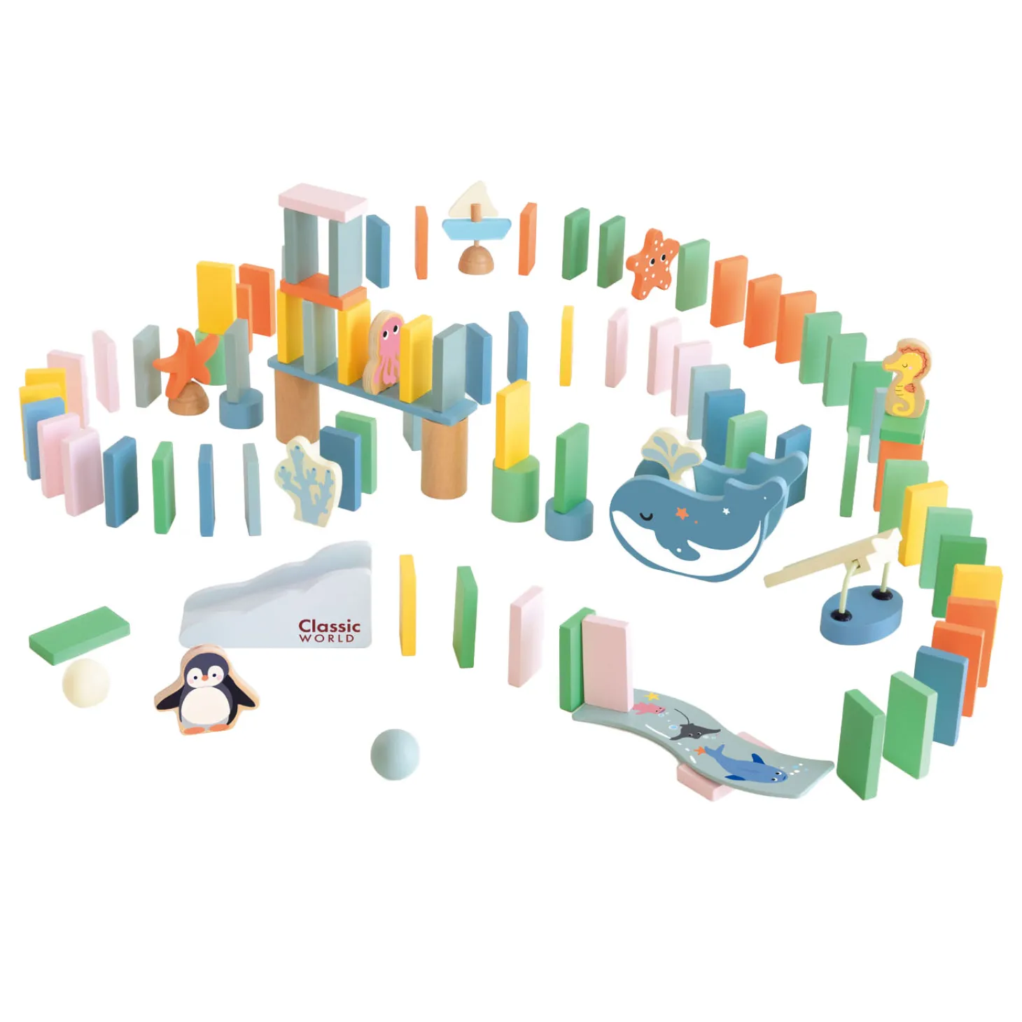 Classic World Houten Domino Oceaan, 100dlg.