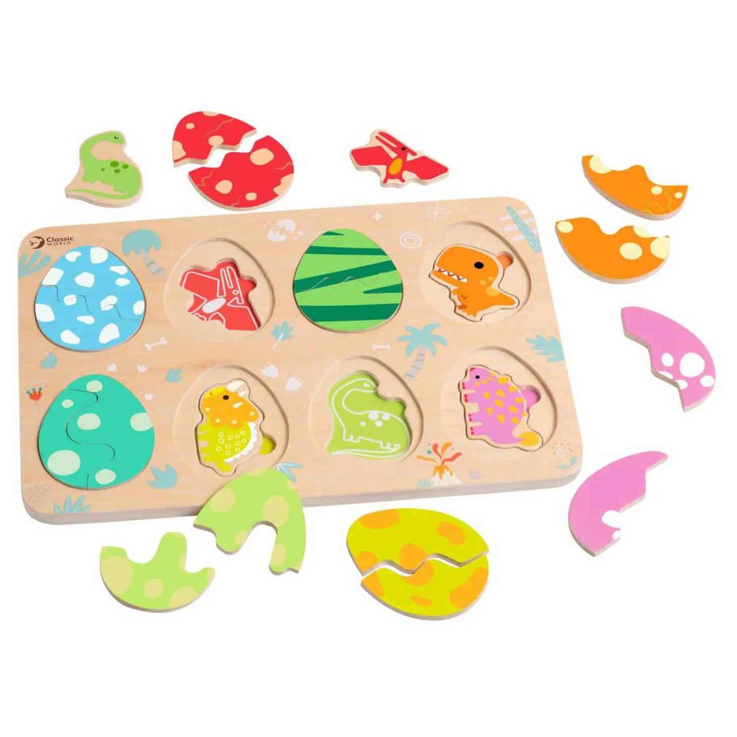 Classic World Houten Inlegpuzzel Dinosaurus, 25st.