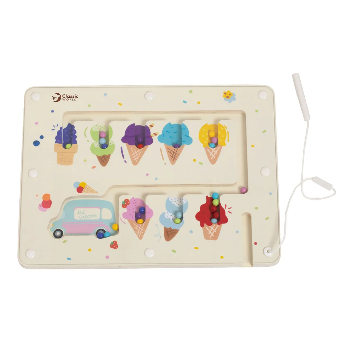 Classic World Houten Kleuren Match Spel Ijsjes Magnetisch