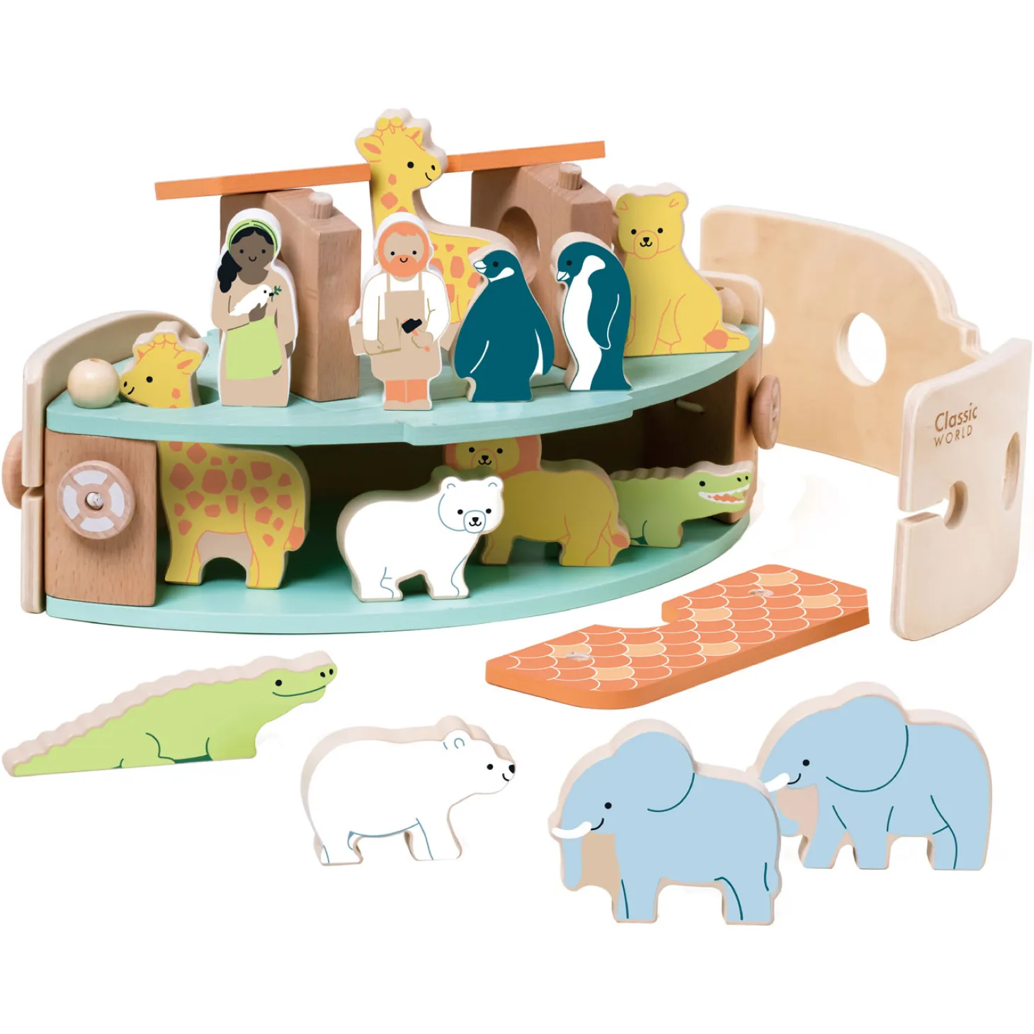 Classic World Houten Noah's Ark Boot Bouwset met Dieren, 16dlg.