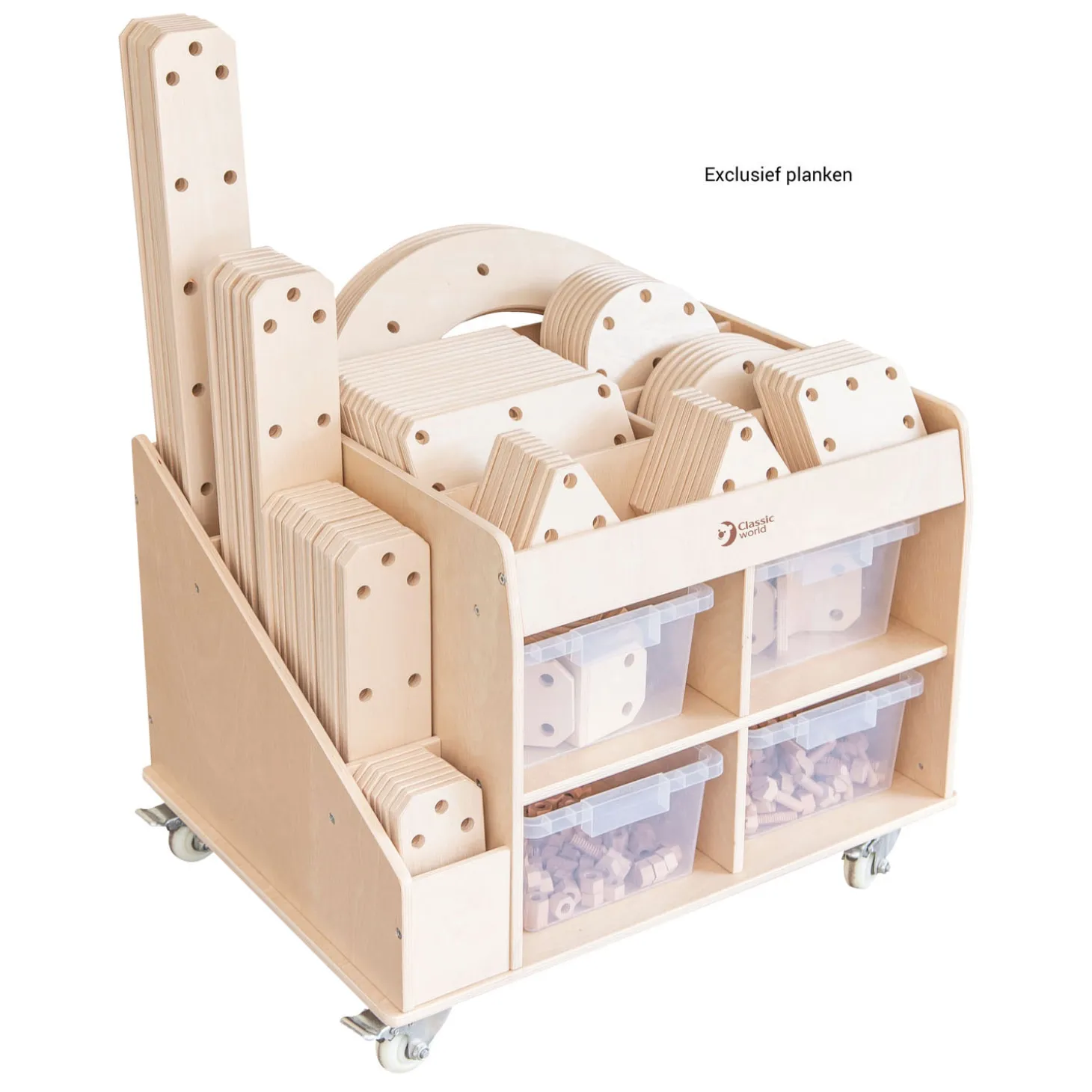Classic World Houten Opbergmeubel op Wielen
