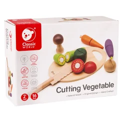 Classic World Houten Snijgroenten met Mes en Snijplank 16 dlg