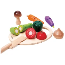 Classic World Houten Snijgroenten met Mes en Snijplank 16 dlg