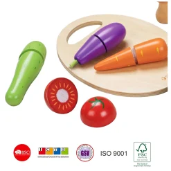 Classic World Houten Snijgroenten met Mes en Snijplank 16 dlg