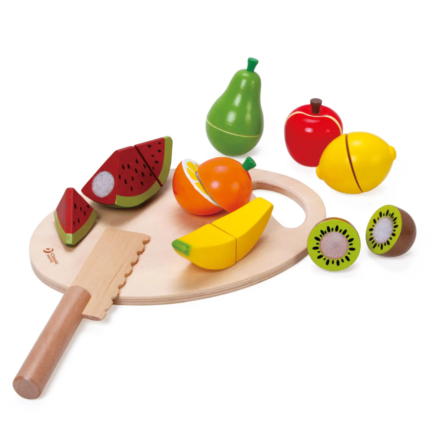 Classic World Houten Snijfruit met Snijplank, 17dlg.