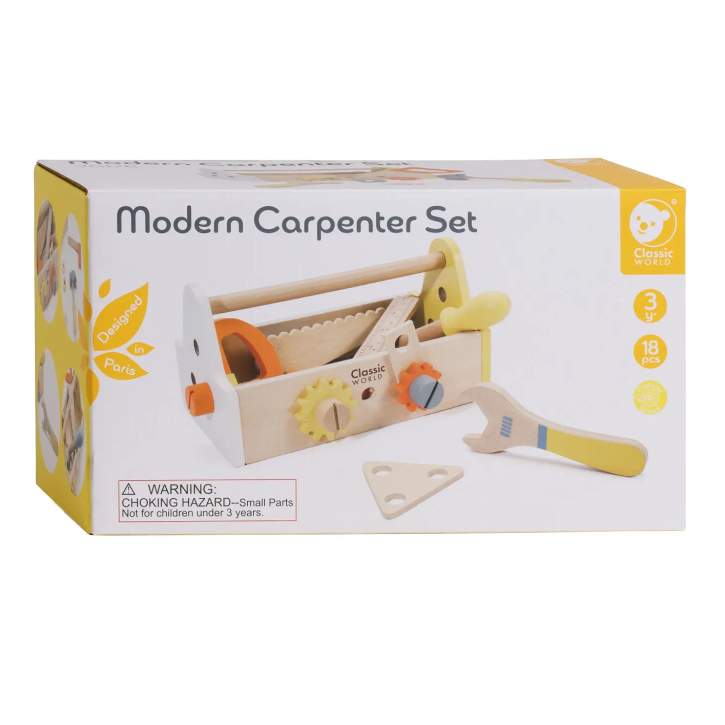 Classic World Houten Timmermanset met Gereedschapskist, 18dlg.