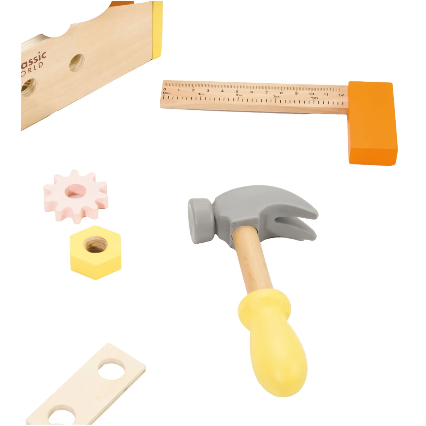 Classic World Houten Timmermanset met Gereedschapskist, 18dlg.