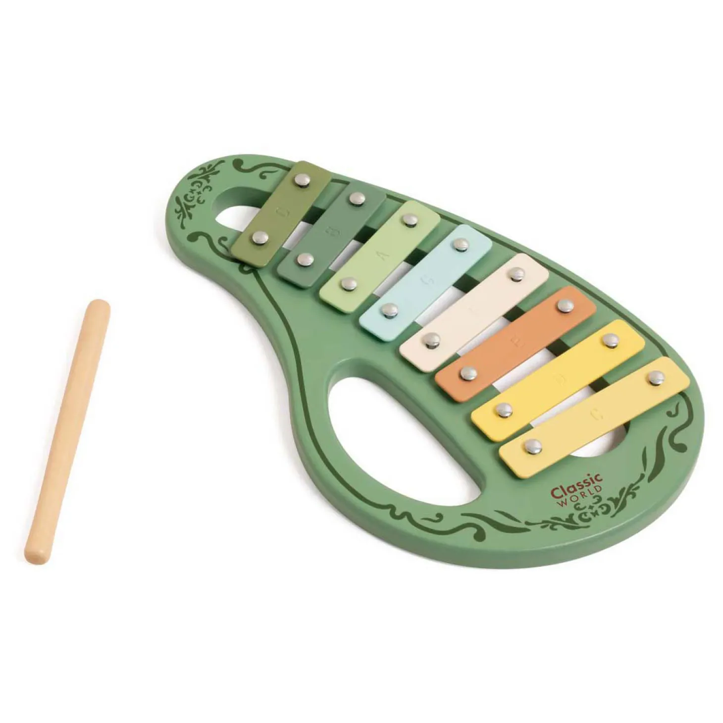 Classic World Houten Vintage Xylofoon Groen 2dlg.