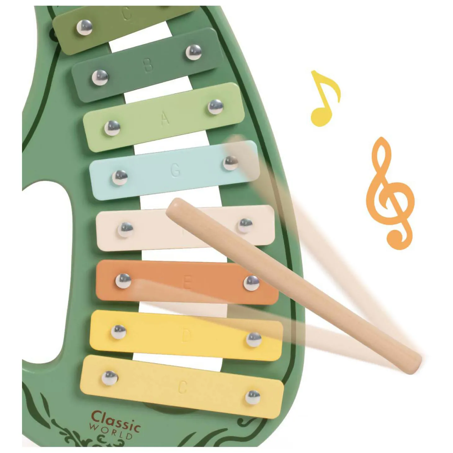 Classic World Houten Vintage Xylofoon Groen 2dlg.