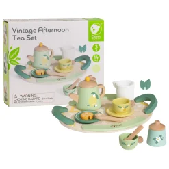 Classic World Houten Vintage Theeset met Dienblad, 14dlg.