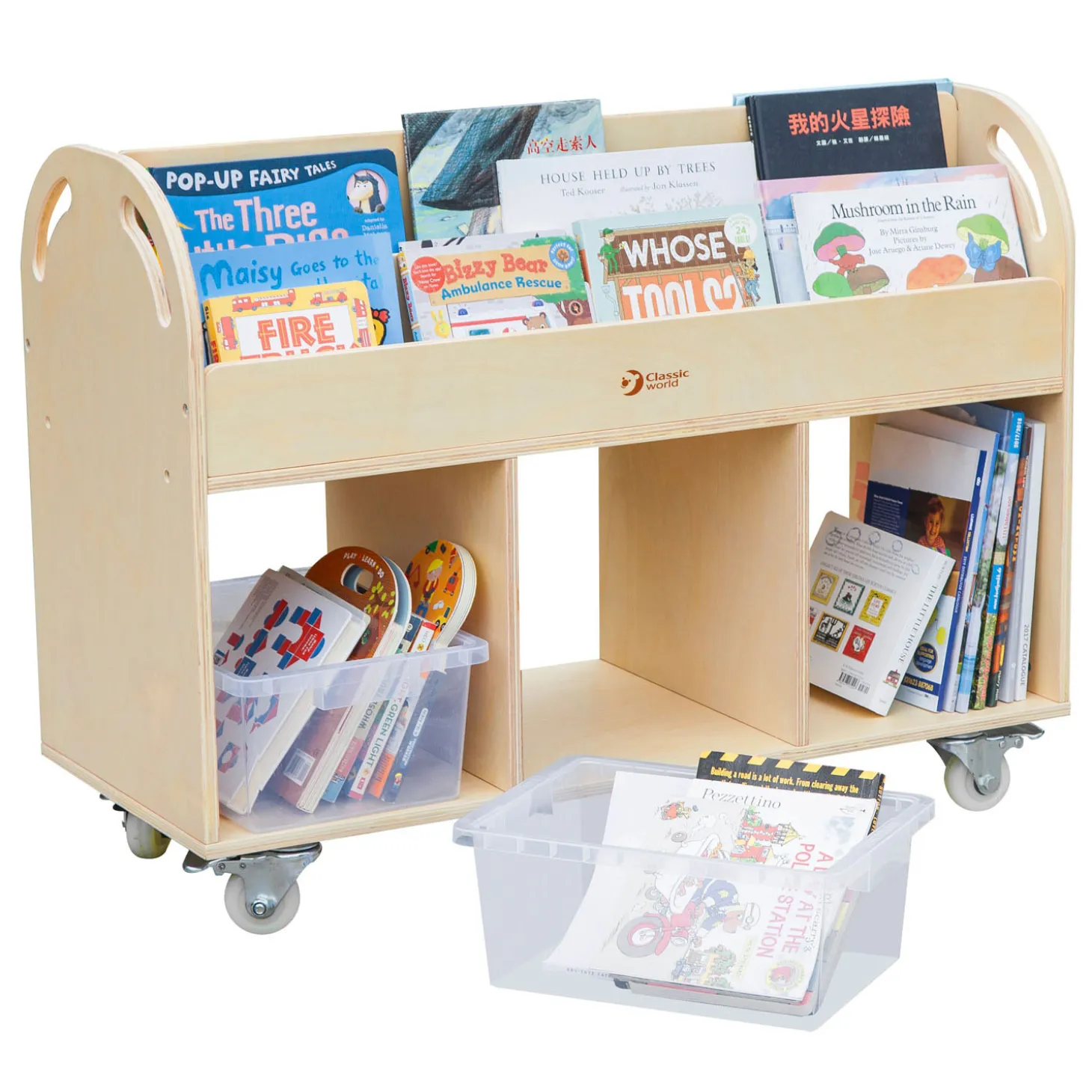 Classic World Mobiele Boekenkast Hout