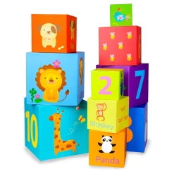 Classic World Stapelblokken Cijfers en Dieren, 10dlg.