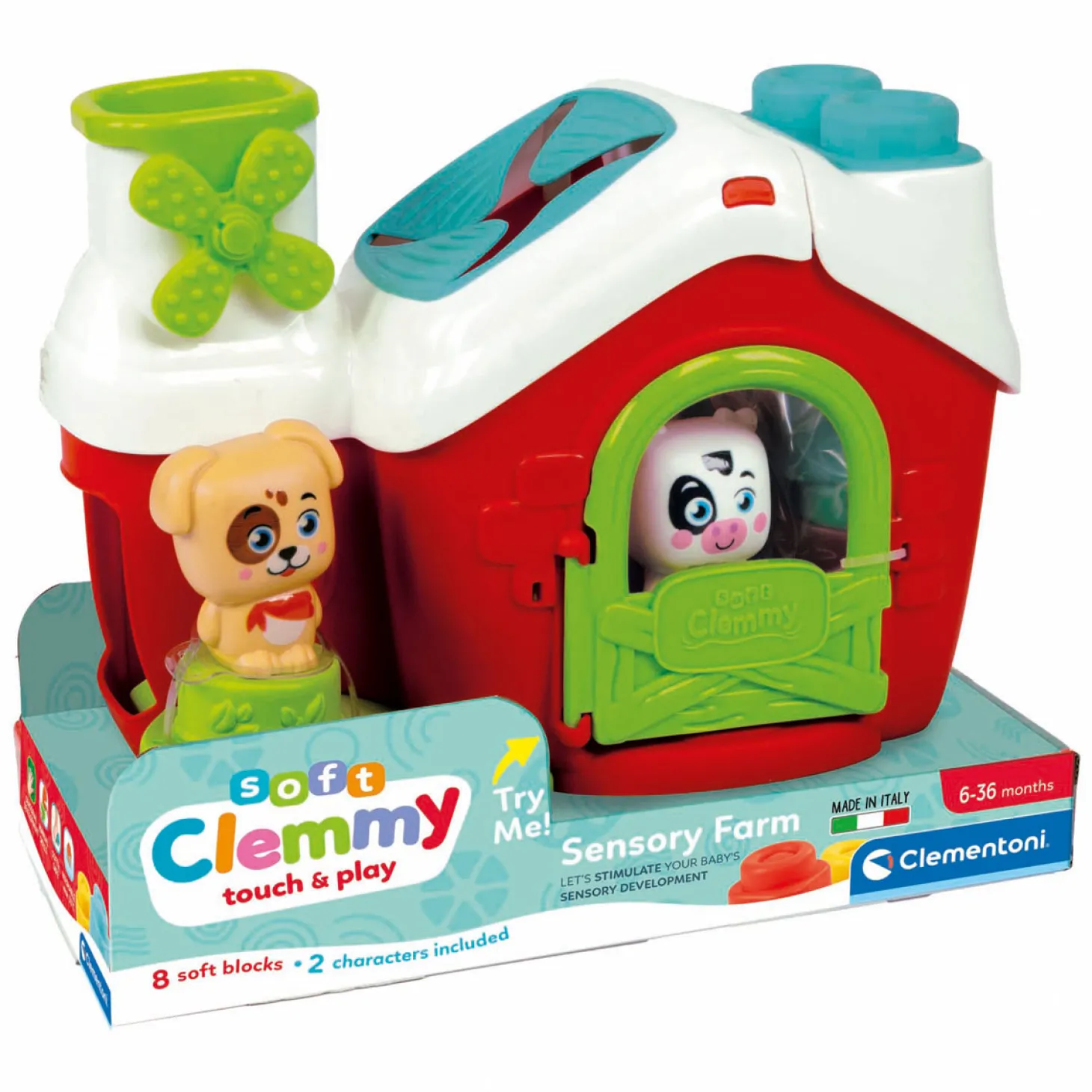 Clementoni Baby - Clemmy Sensory Boerderij met Soft Blokken, 11dlg.