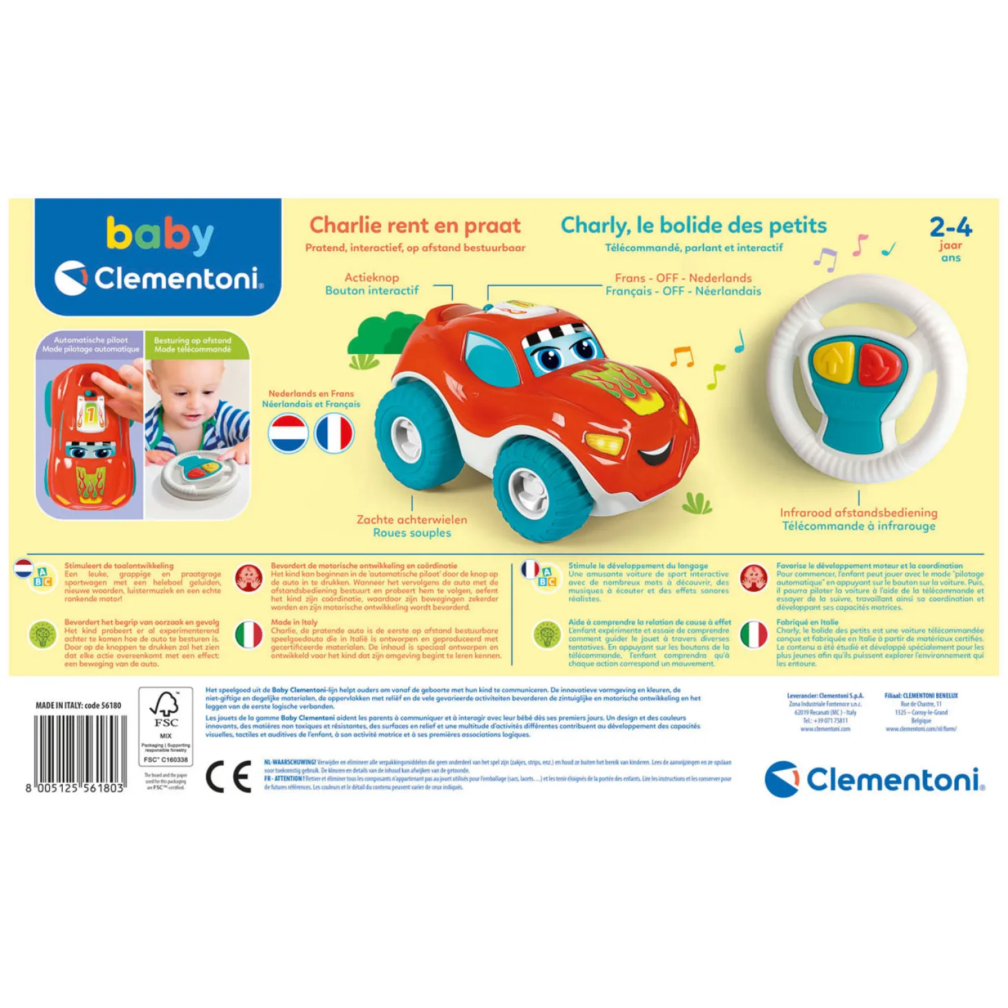 Clementoni Baby Charlie Bestuurbare Auto