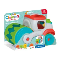 Clementoni Baby Soft Clemmy Stoomwals Voertuig met Blokken, 9dlg.