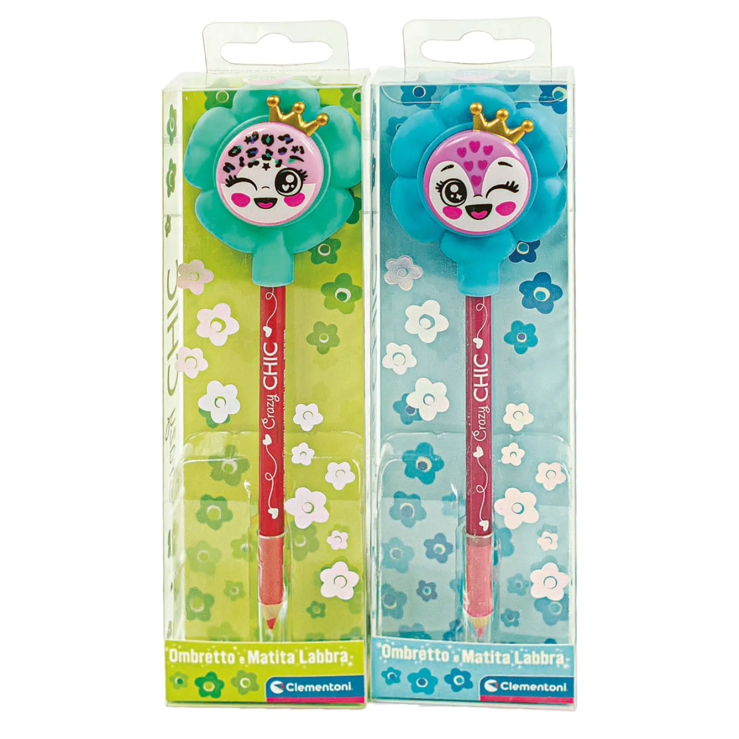 Clementoni Crazy Chic Oogschaduw en Lipliner Bloem - Turquoise/Blauw