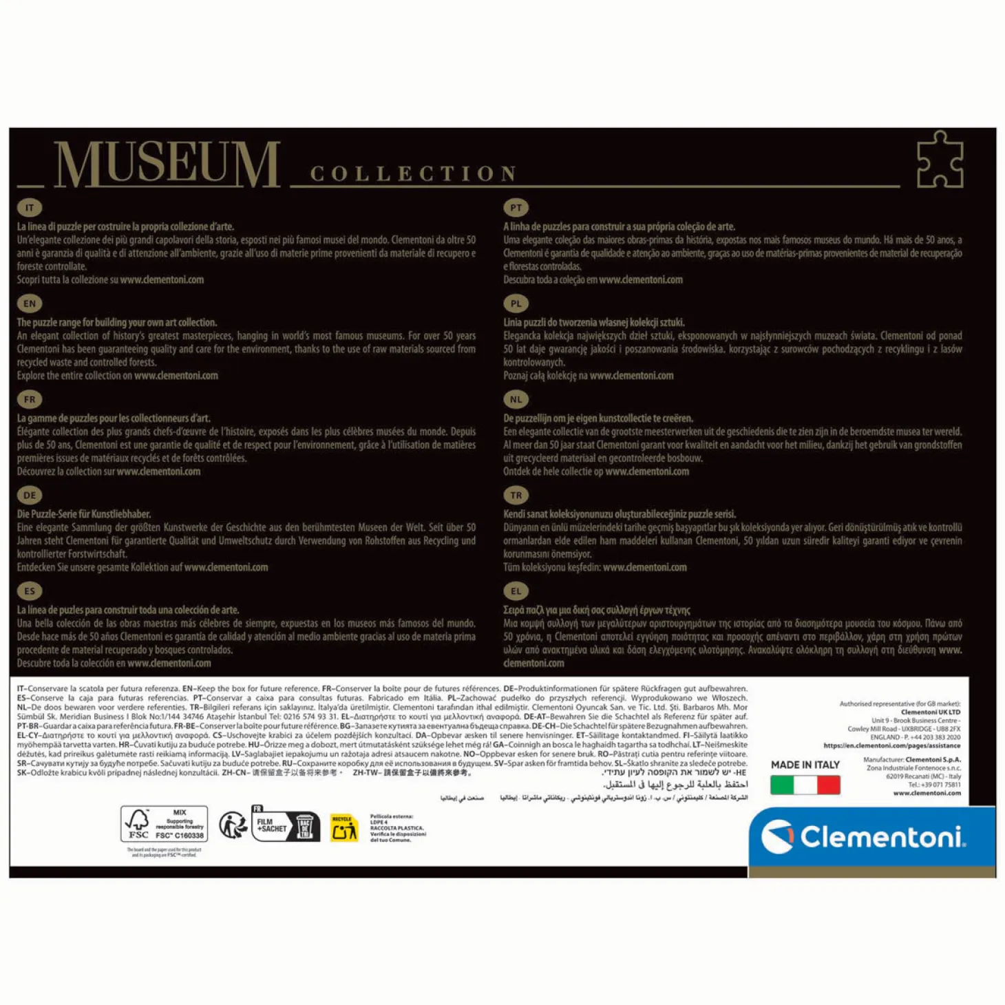 Clementoni Legpuzzel Kunstwerken Madonna in de Grot, 1000st.