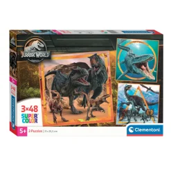 Clementoni Legpuzzel Super Color Vierkant Jurassic World, 3x48st.