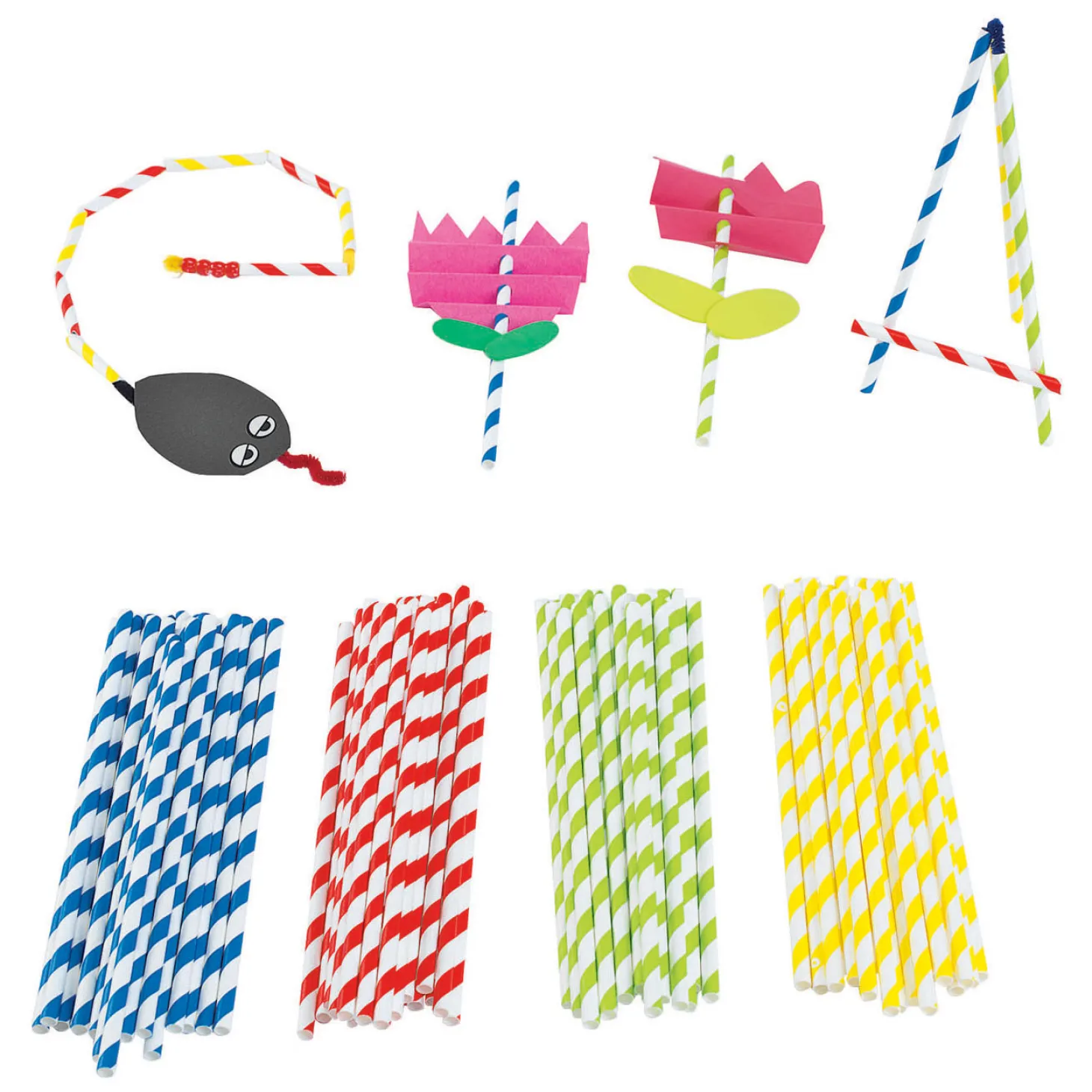 Colorations - Gekleurde Knutselrietjes, 100st. (4 Kleuren)