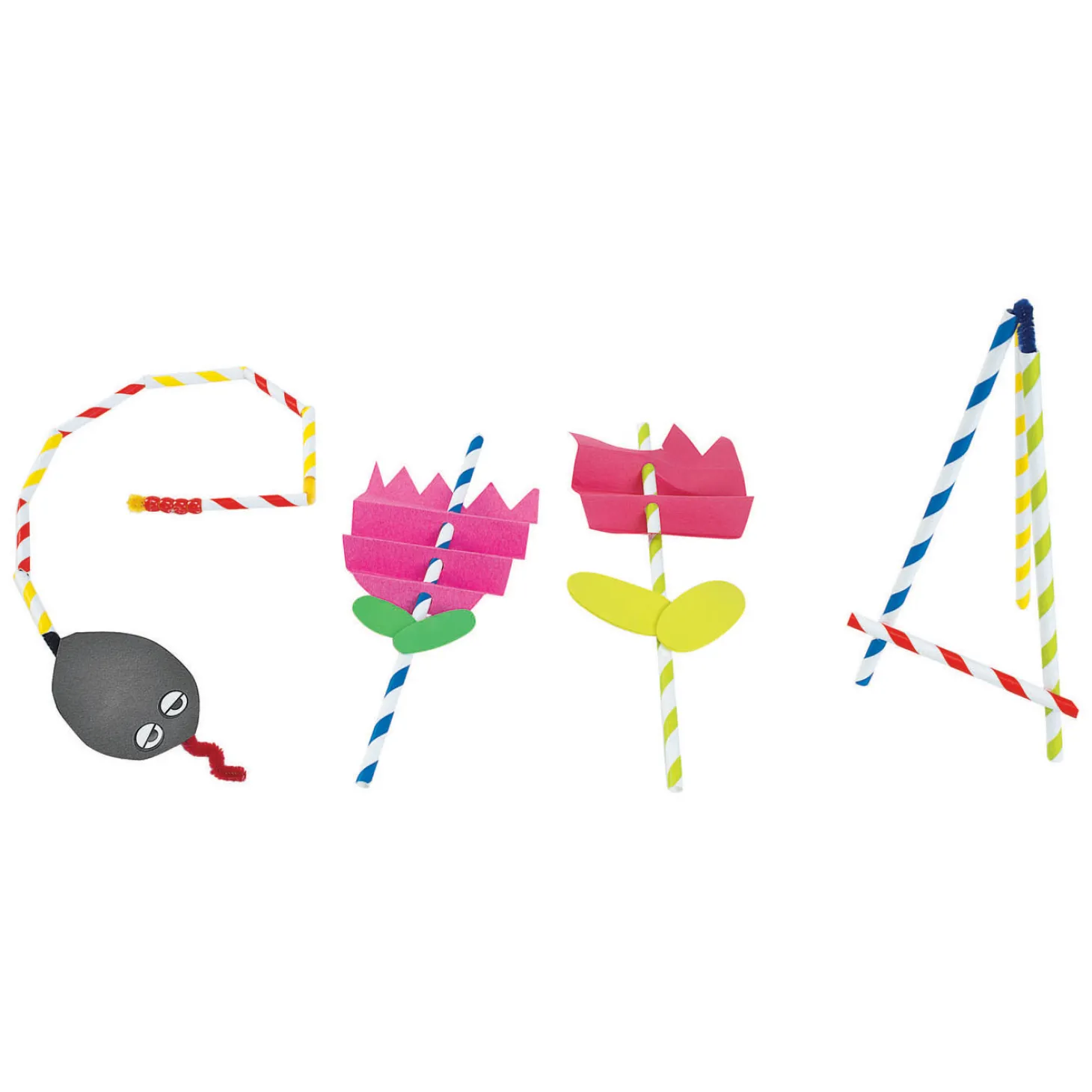 Colorations - Gekleurde Knutselrietjes, 100st. (4 Kleuren)