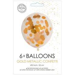 Confetti Ballonnen Papieren Confetti Metallic Goud 30cm, 6st.