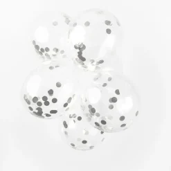 Confetti Ballonnen Papieren Confetti Metallic Zilve 30cm, 6st.