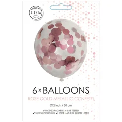 Confetti Ballonnen Papieren Confetti Metallix Rose Goud, 6st.
