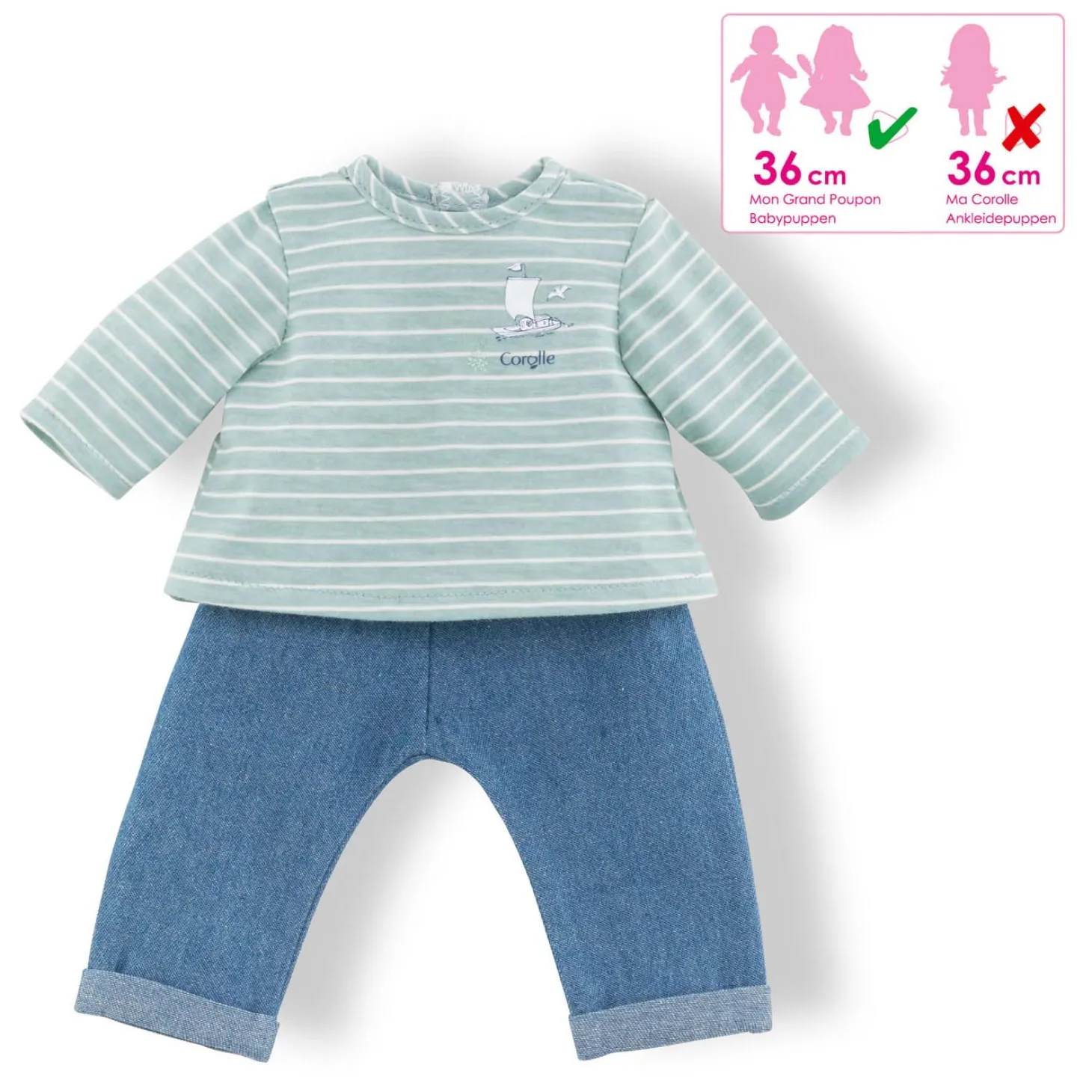 Corolle Mon Grand Poupon - Poppen Broek met Shirt, 36cm