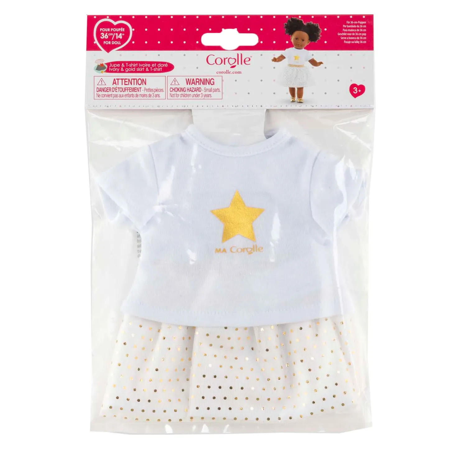 Corolle Topje en Rok Set voor Poppen van 36cm - Ivoor/Goud