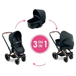Corolle Zwarte Poppenwagen 3 in 1 voor Babypop van 36-42cm