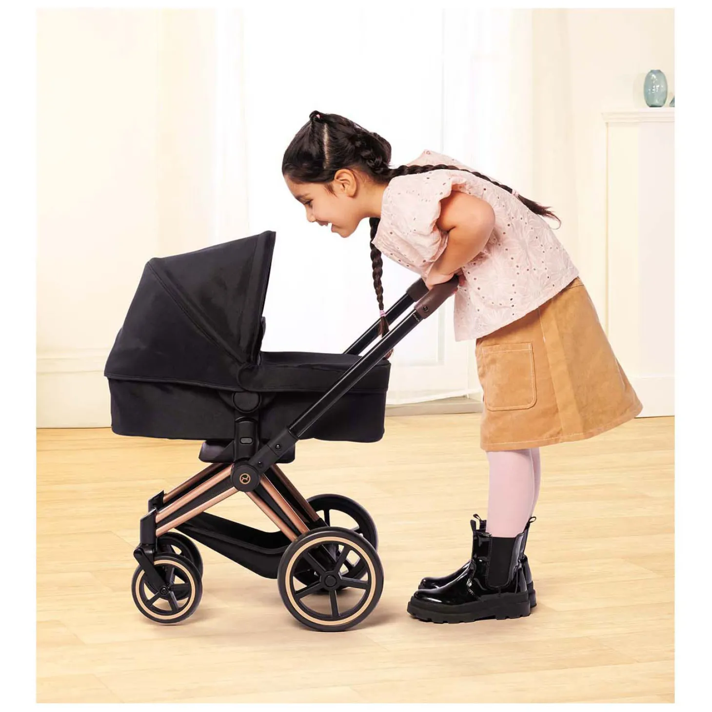 Corolle Zwarte Poppenwagen 3 in 1 voor Babypop van 36-42cm