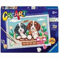 CreArt Schilderen op Nummer - Honden in een Mandje