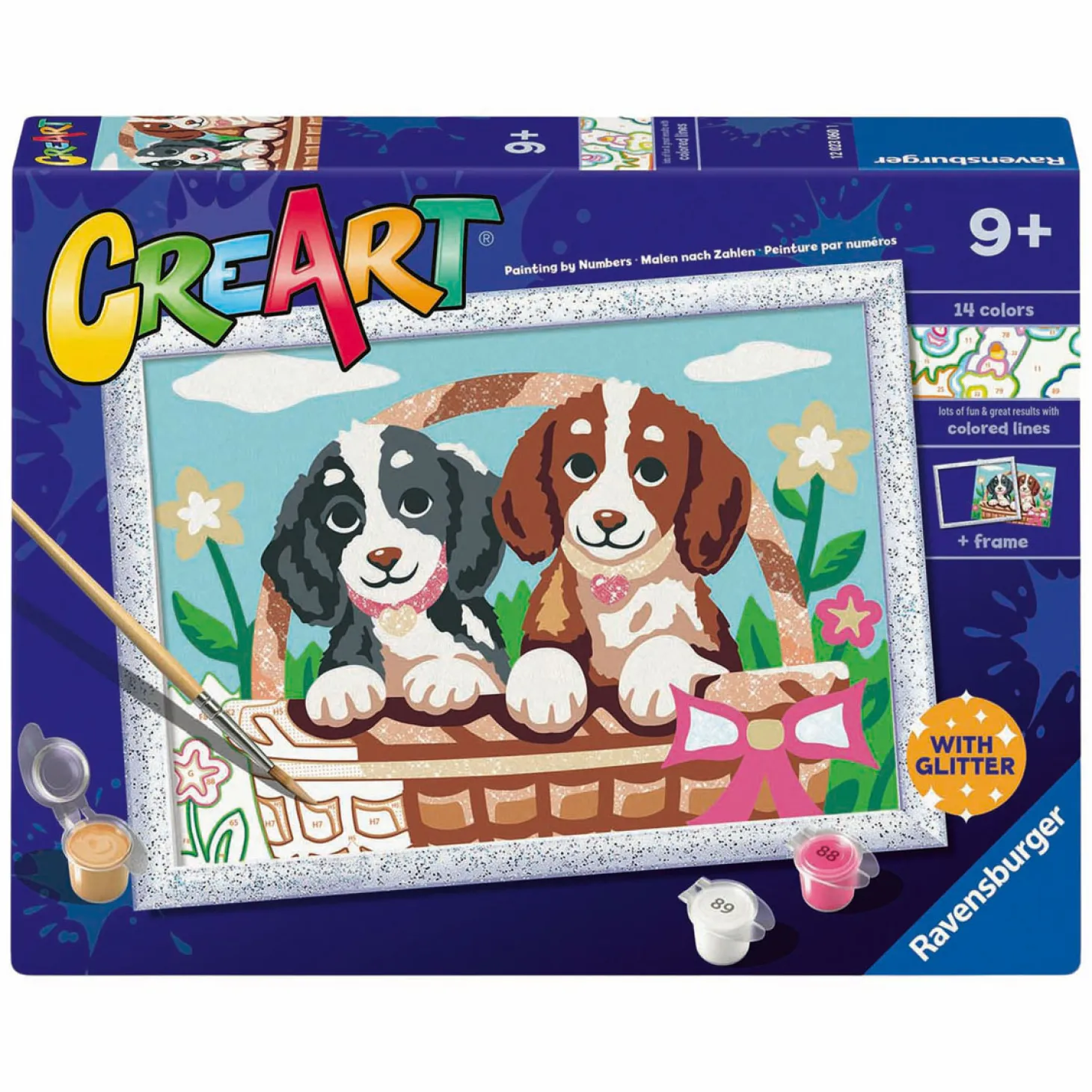 CreArt Schilderen op Nummer - Honden in een Mandje