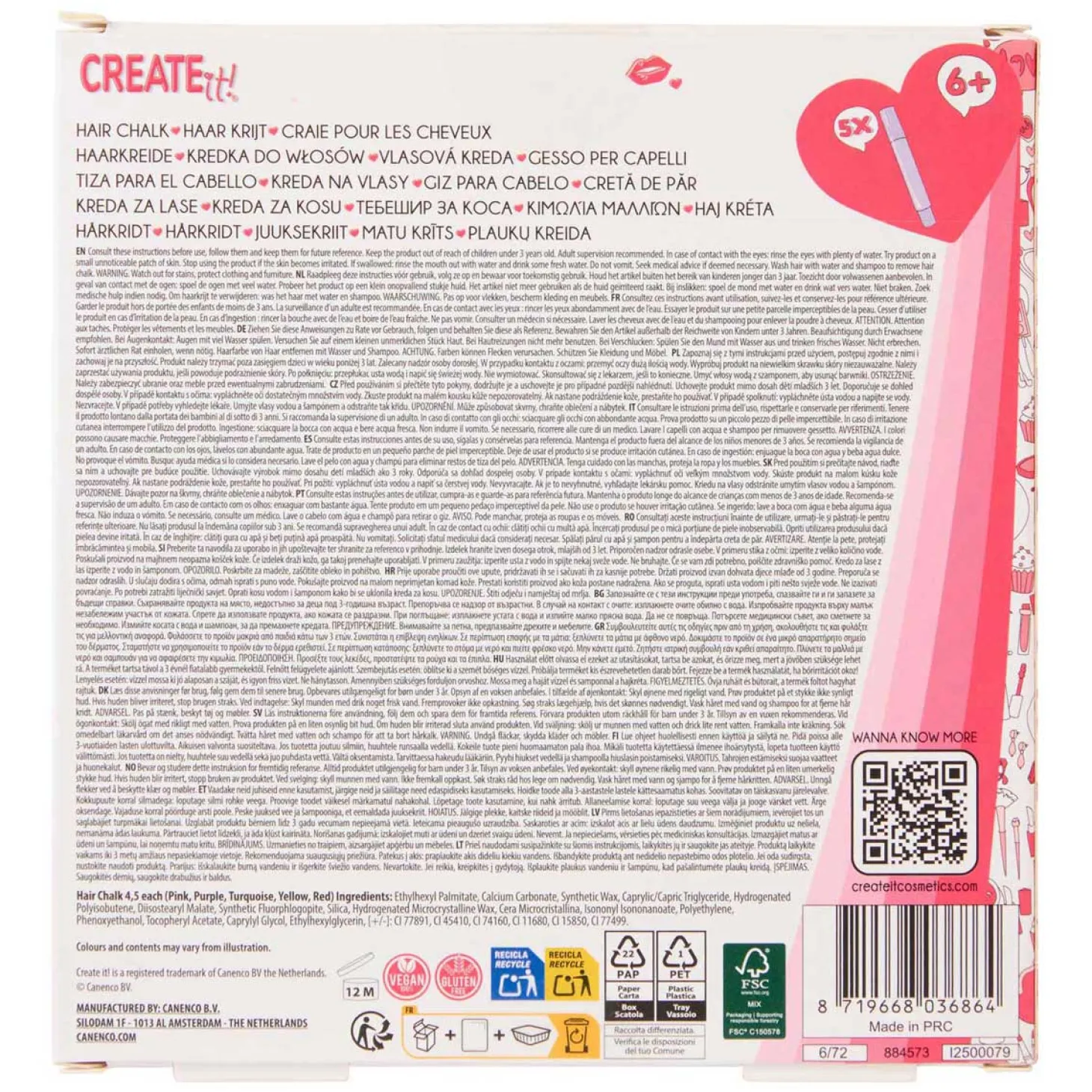 Create It! Haarkrijt Pennen, 5st