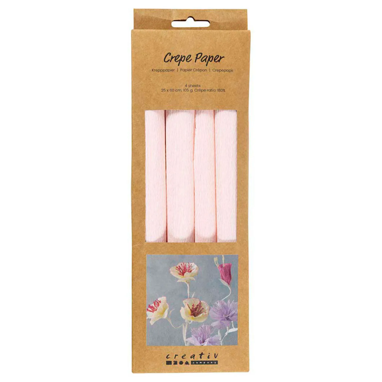Crepepapier Lichtroze - 4st.