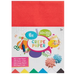 Crêpepapier 6 Kleuren, 50x250cm