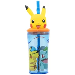3D Drinkfles met Rietje Pokémon, 360ml