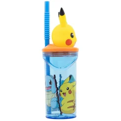 3D Drinkfles met Rietje Pokémon, 360ml