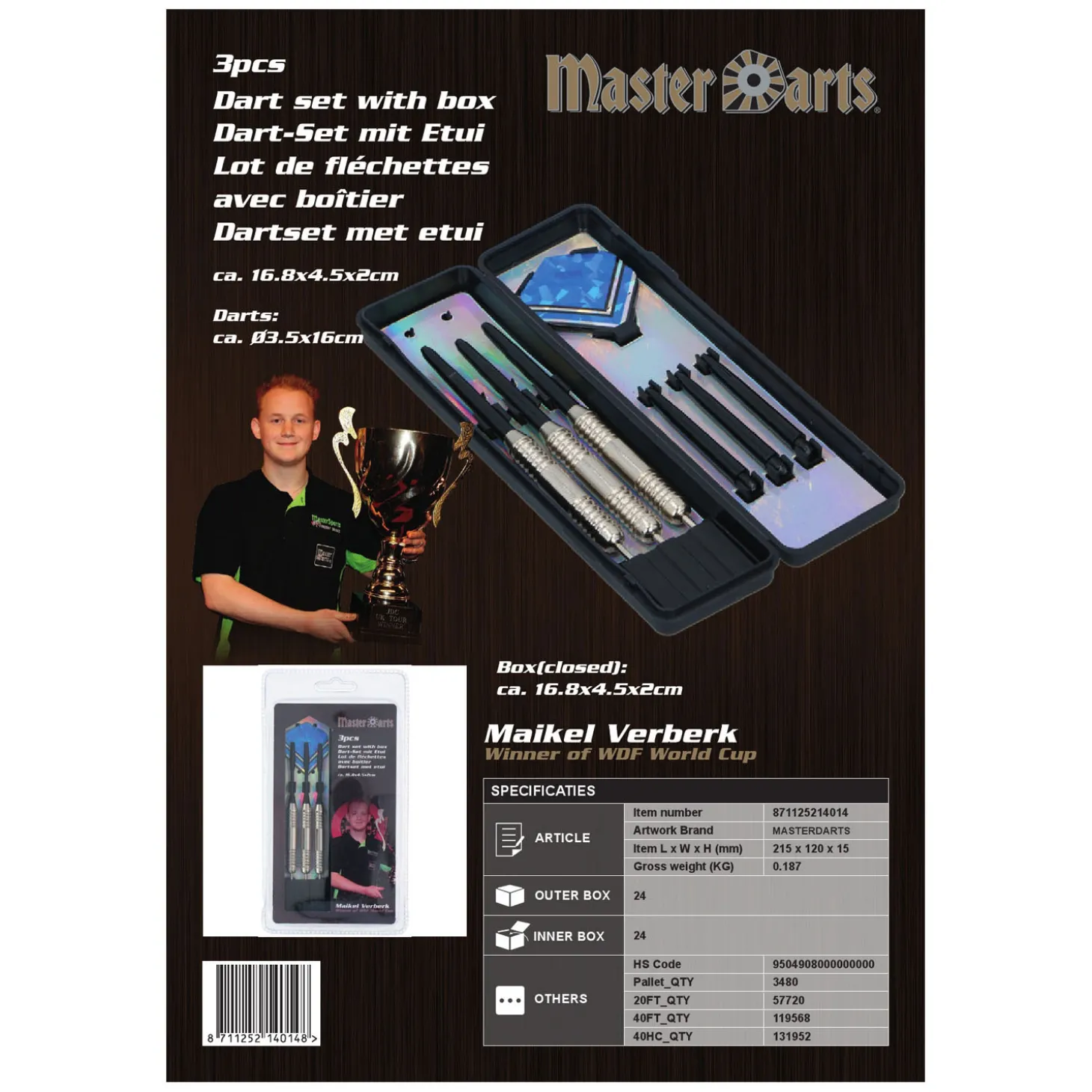 Dartpijlen met Etui, 3st.