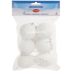 Decoratie Sneeuwballen 6cm, 6st.