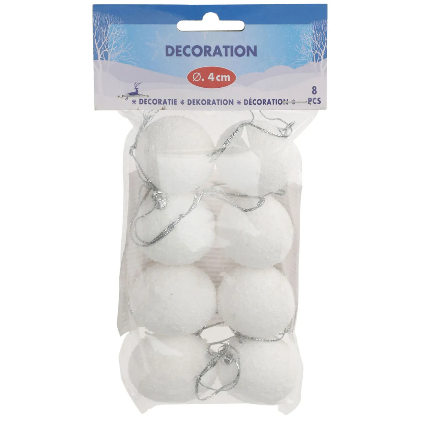 Decoratie Sneeuwballen, 8st.