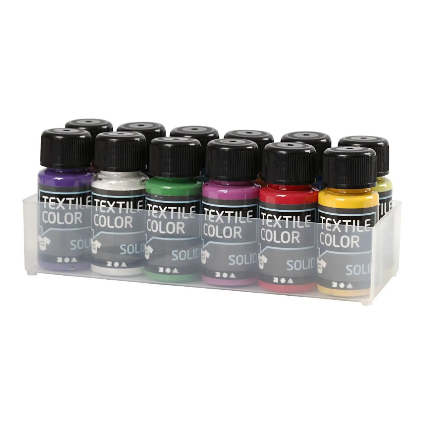 Dekkende Textielverf - Set van 12 Kleuren, 50ml