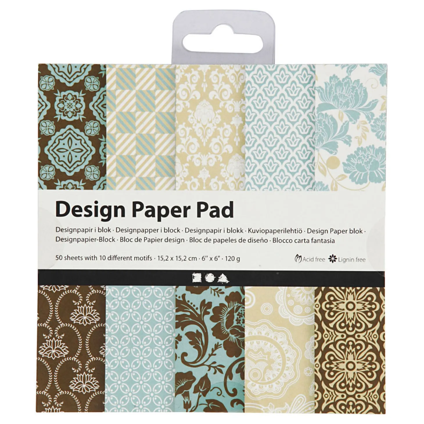 Design Papierblok Lichtblauw/Bruin, 50 Vellen