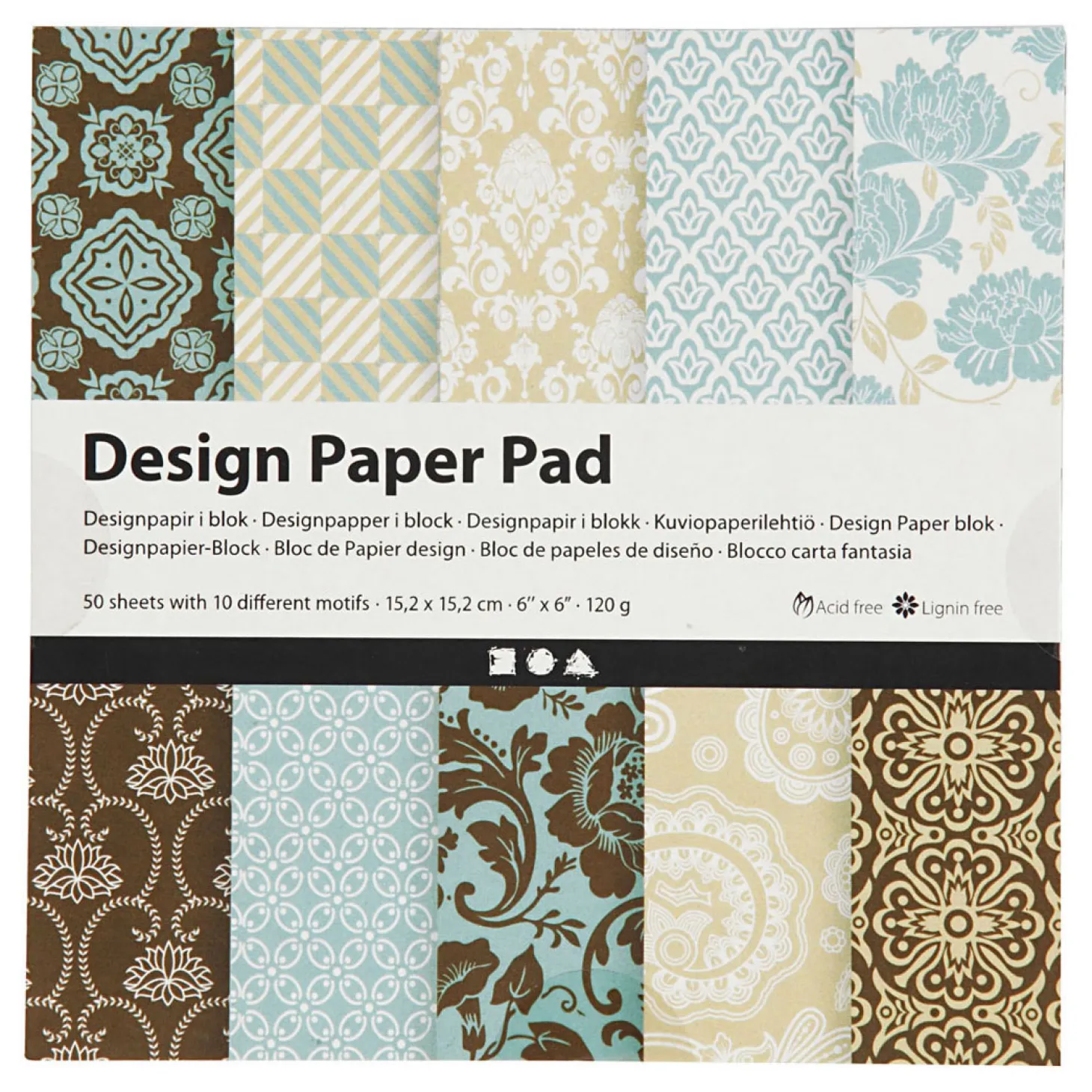 Design Papierblok Lichtblauw/Bruin, 50 Vellen