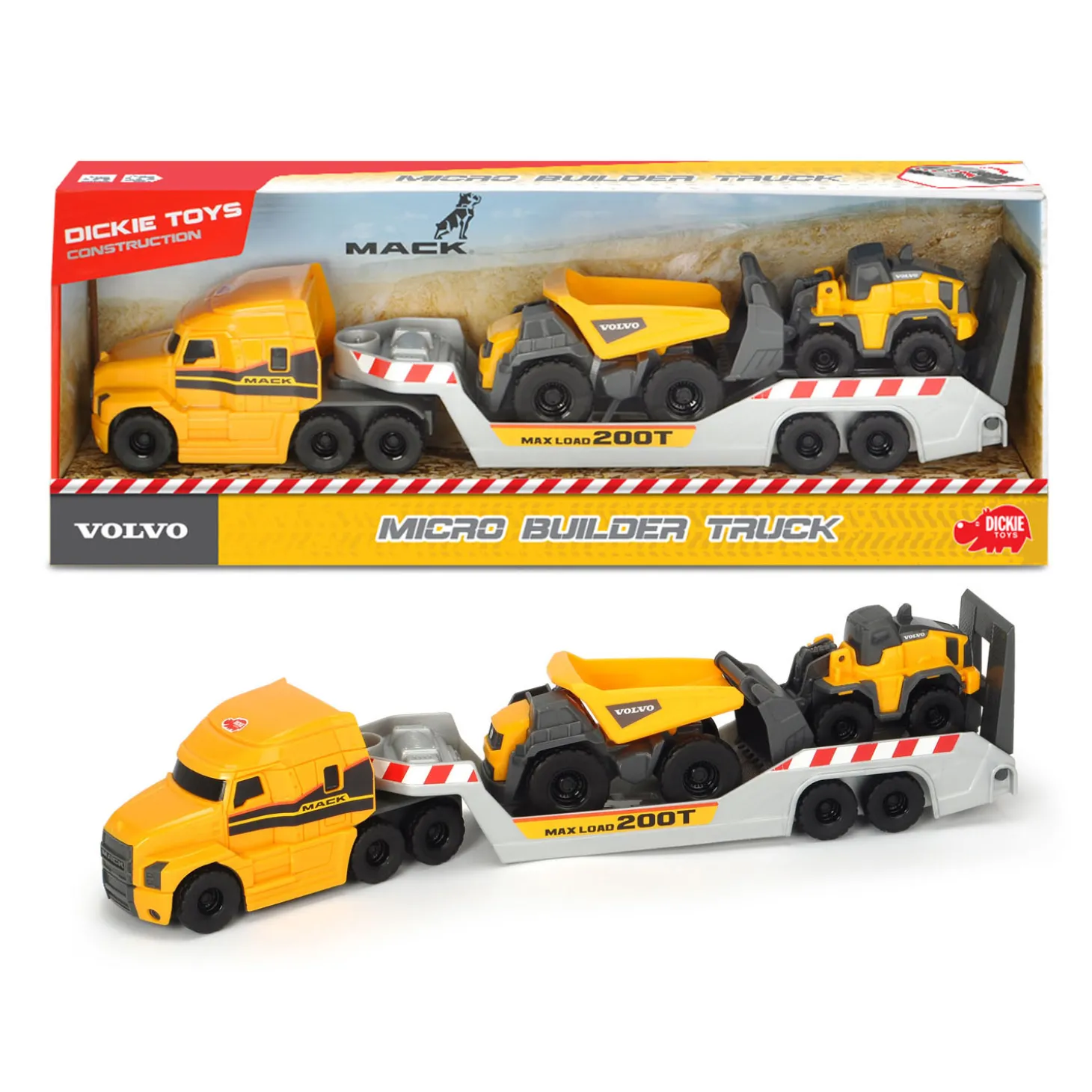 Dickie Volvo Micro Transporter met Werkvoertuigen