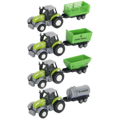 Die-cast Groene Trekker met Aanhanger en Pull-backfunctie