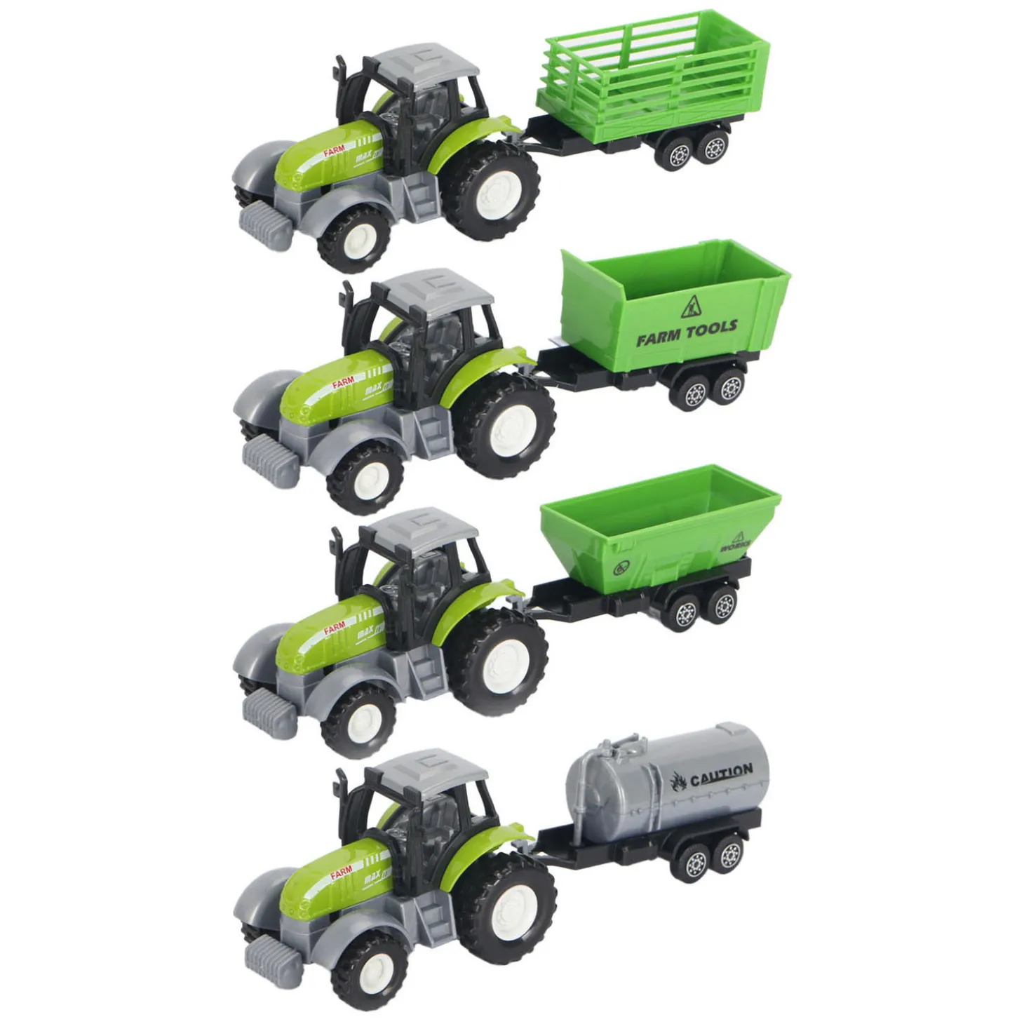 Die-cast Groene Trekker met Aanhanger en Pull-backfunctie